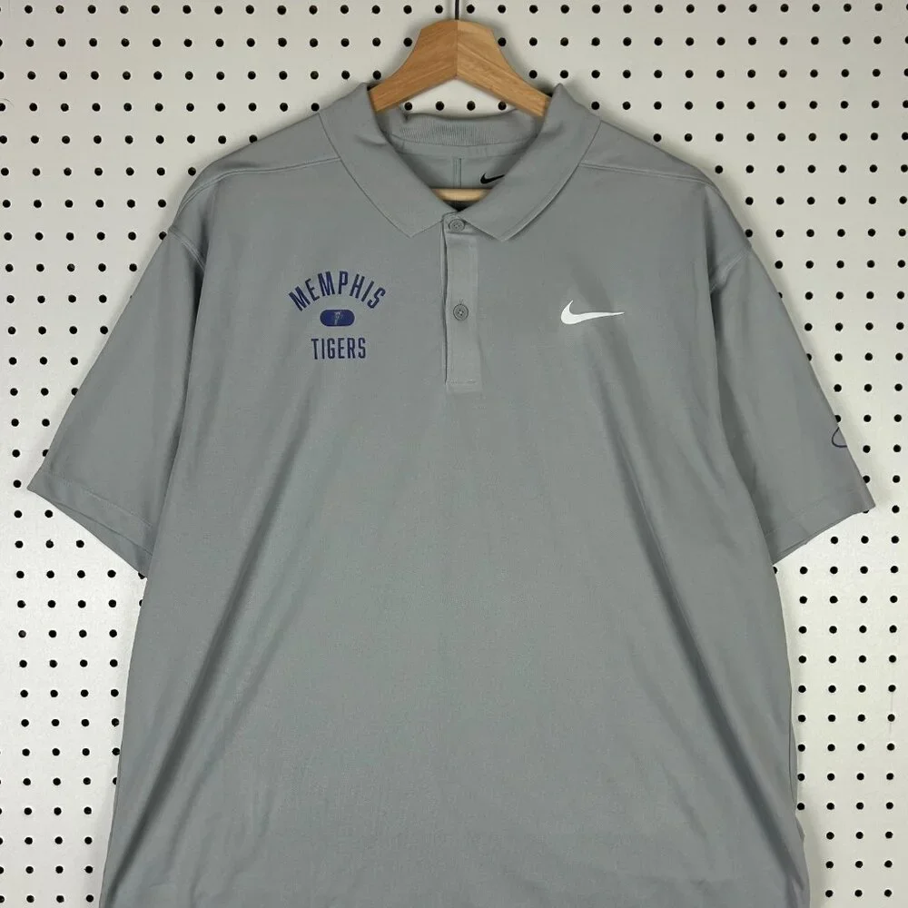 Nike 1 Cent Memphis Tigers Polo XL Gray Basketball Team Issued Penny Dri Fit NWT